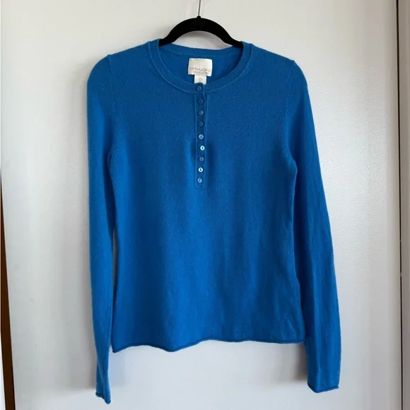 Cynthia Rowley Vibrant Blue Long Sleeve Cashmere 2ply Pullover Top - Picture 1 of 5